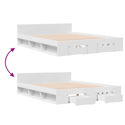 Bed Frame with Drawers without Mattress White 135x190 cm