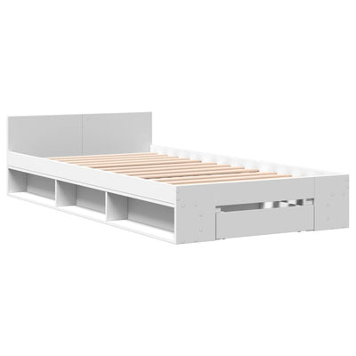 Bed Frame with Drawer without Mattress White 90x190 cm