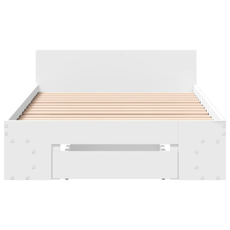 Bed Frame with Drawer without Mattress White 90x190 cm