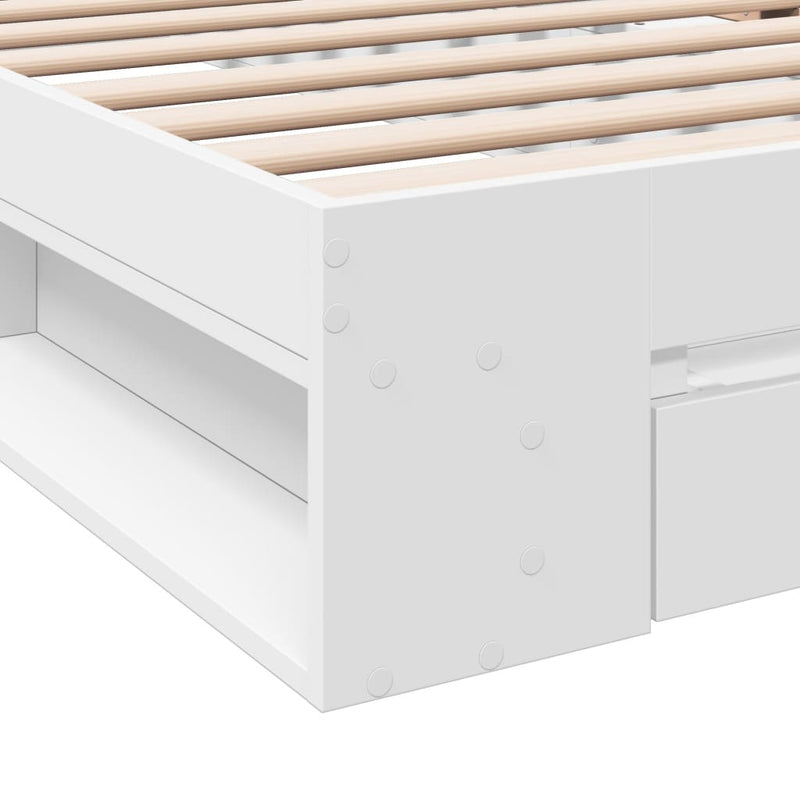 Bed Frame with Drawer without Mattress White 90x190 cm