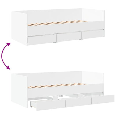 Daybed with Drawers without Mattress White 90x190 cm