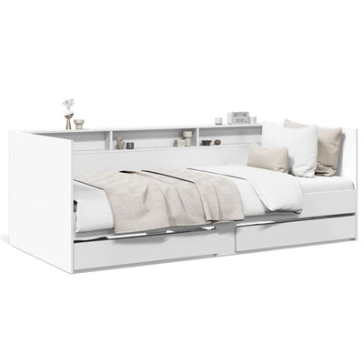 Daybed with Drawers without Mattress White 90x190 cm