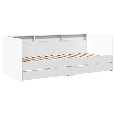 Daybed with Drawers without Mattress White 90x190 cm