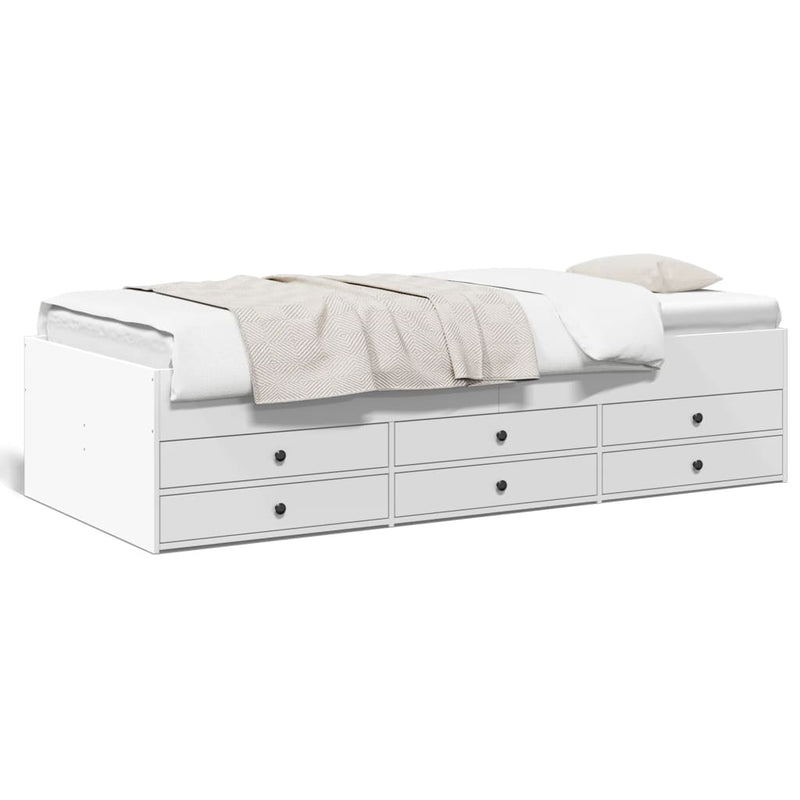 Daybed with Drawers without Mattress White 90x190 cm