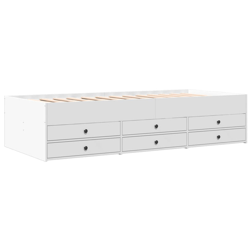 Daybed with Drawers without Mattress White 90x190 cm