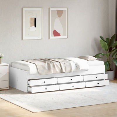 Daybed with Drawers without Mattress White 90x190 cm