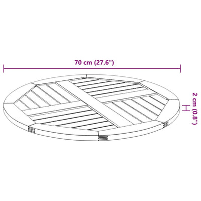 Table Top Ø70x2 cm Round Solid Wood Acacia