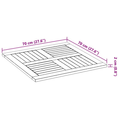 Table Top 70x70x2 cm Square Solid Wood Acacia