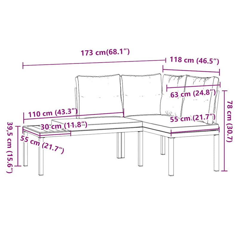 Garden Benches 2 pcs with Cushions Black Powder-coated Steel