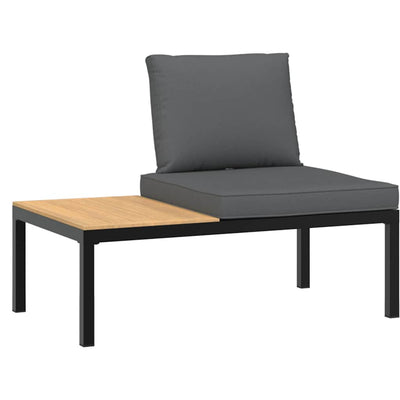 Garden Bench with Cushions Black Aluminium