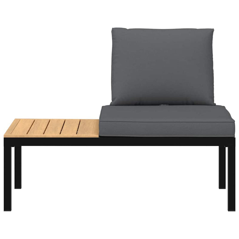 Garden Bench with Cushions Black Aluminium