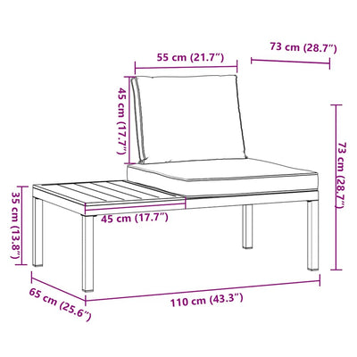 Garden Bench with Cushions Black Aluminium