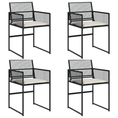 Garden Chairs with Cushions 4 pcs Black Poly Rattan