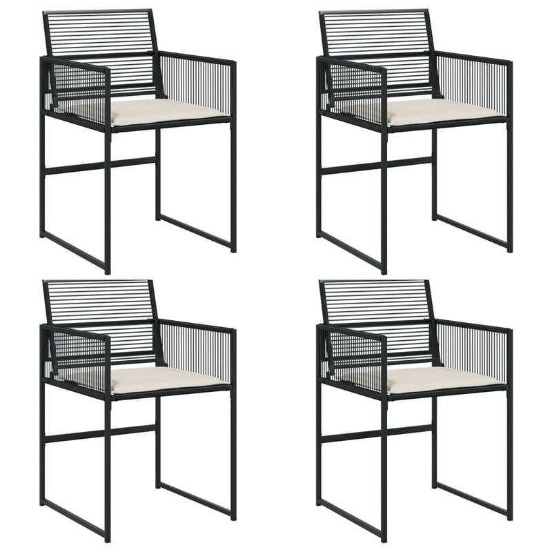 Garden Chairs with Cushions 4 pcs Black Poly Rattan