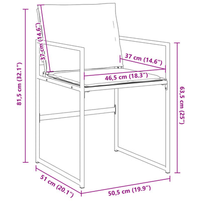 Garden Chairs with Cushions 4 pcs Black Steel and Textilene