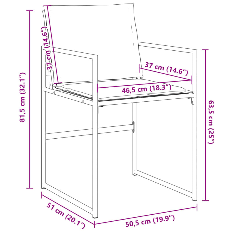 Garden Chairs with Cushions 4 pcs Black Steel and Textilene