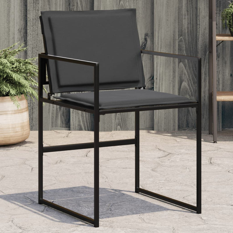 Garden Chairs with Cushions 4 pcs Black Steel and Textilene