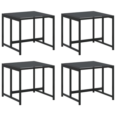 Garden Stools 4 pcs Black Steel and Textilene