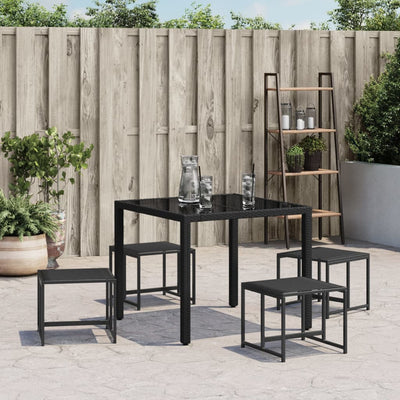 Garden Stools 4 pcs Black Steel and Textilene