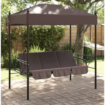Garden Swing Bench with Canopy Coffee Brown Steel