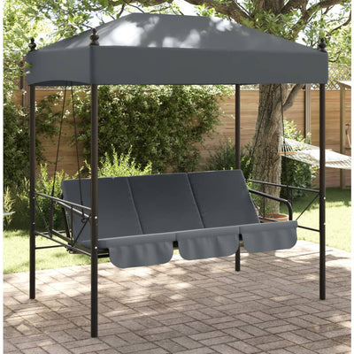 Garden Swing Bench with Canopy Dark Grey Steel