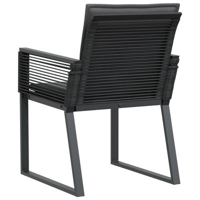 Garden Chairs with Cushions 2 pcs Black Poly Rattan