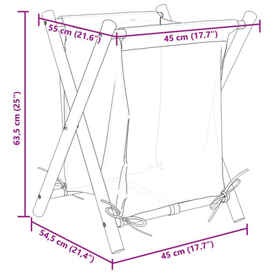 Laundry Basket Cream White 45x55x63.5 cm Bamboo