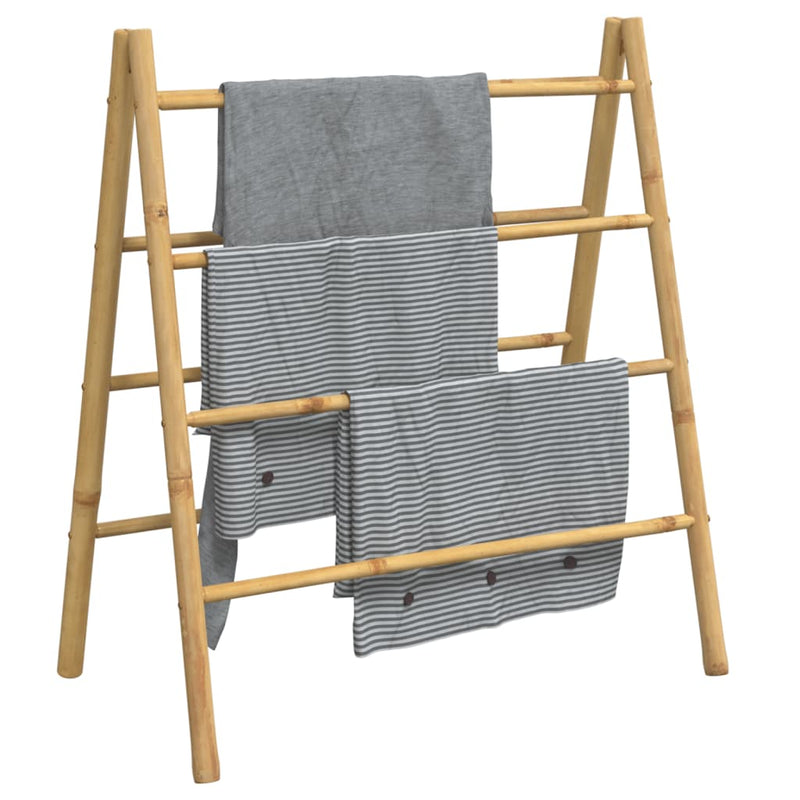 Double Towel Ladder with 4 Rungs 90x50x100 cm Bamboo