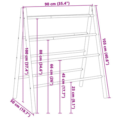 Double Towel Ladder with 4 Rungs 90x50x100 cm Bamboo