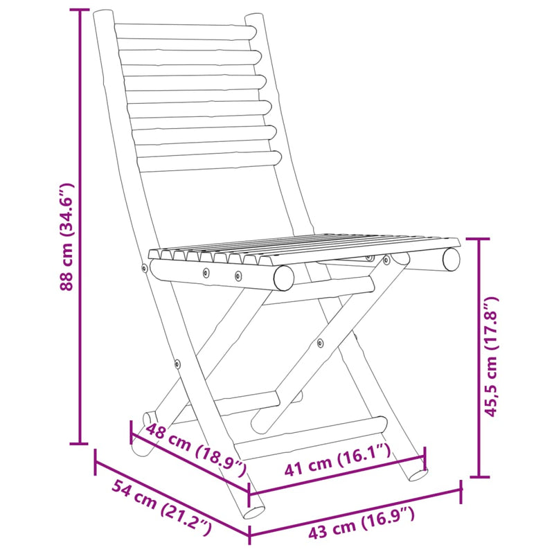 Folding Garden Chairs 2 pcs 43x54x88 cm Bamboo