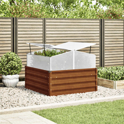 Garden Planter with Green House Weathering Steel