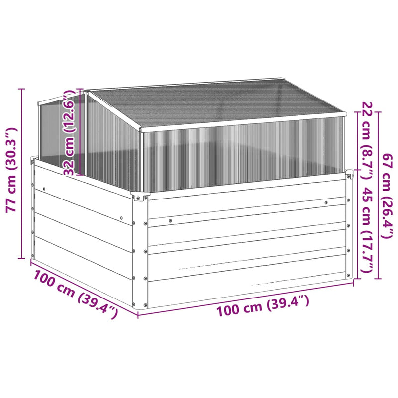 Garden Planter with Green House Weathering Steel