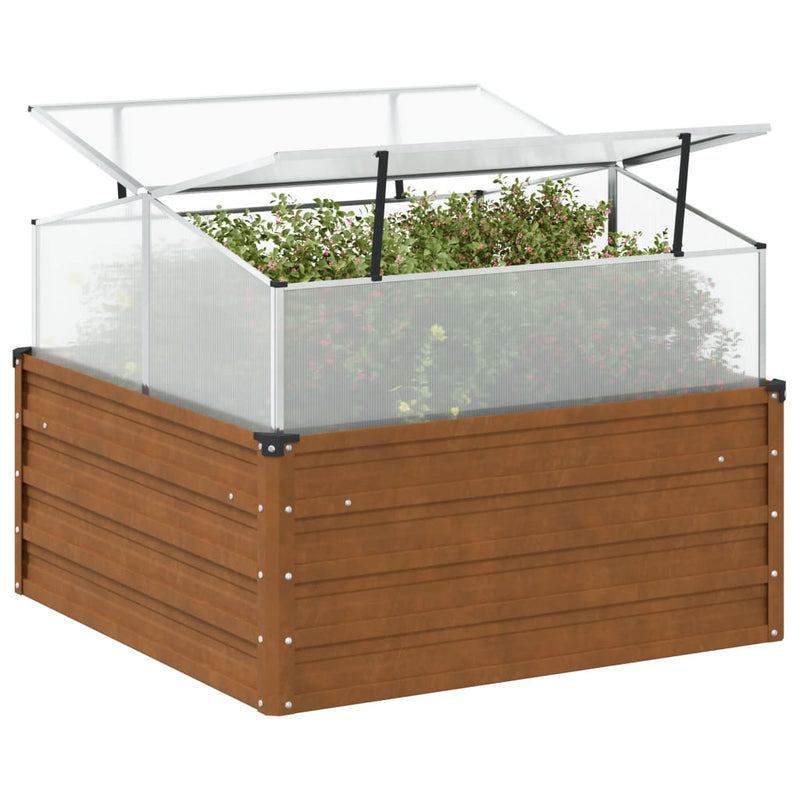 Garden Planter with Green House Weathering Steel