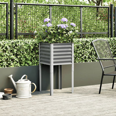 Garden Planter Grey 45x45x88 cm Steel