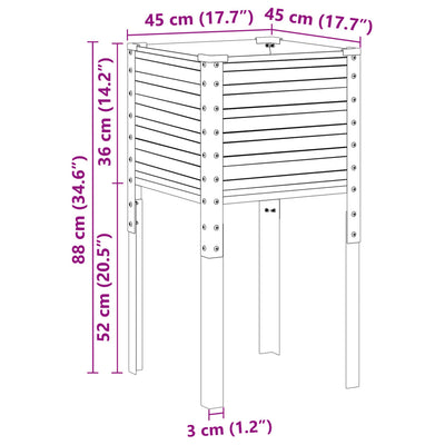 Garden Planter Grey 45x45x88 cm Steel