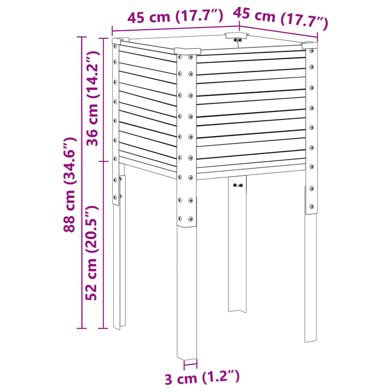 Garden Planter Grey 45x45x88 cm Steel