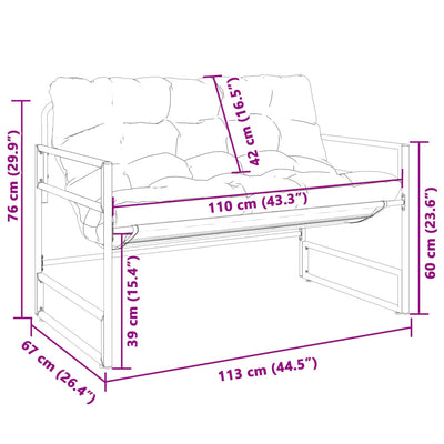 Garden Bench with Cushion Anthracite 113 cm Steel