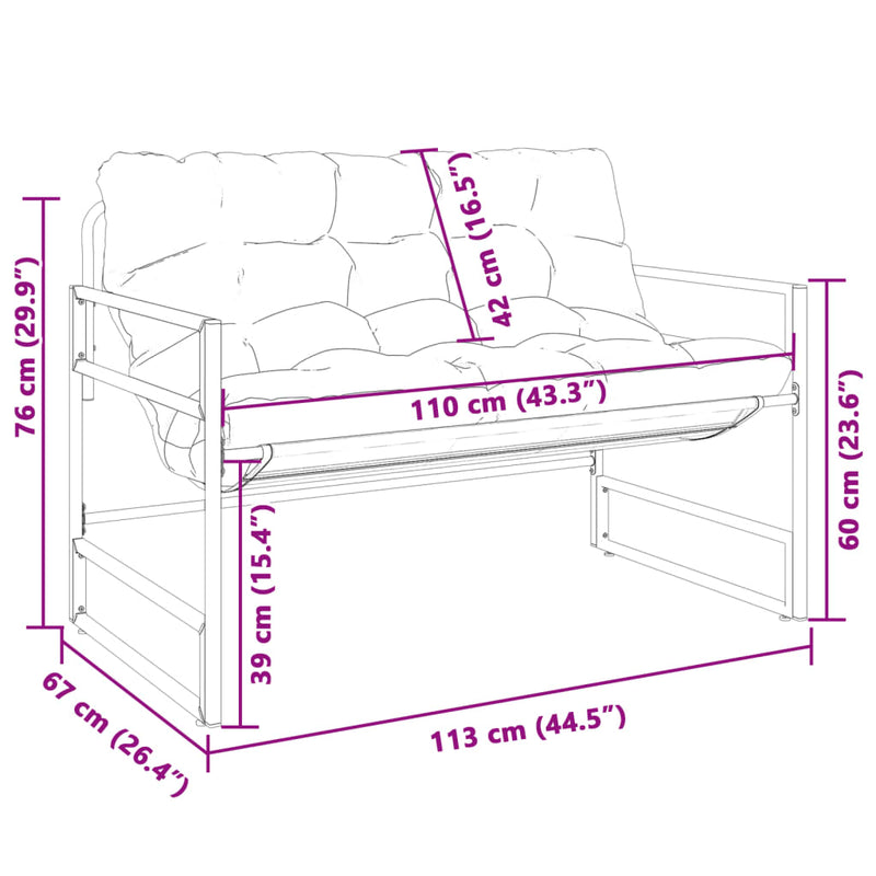 Garden Bench with Cushion Anthracite 113 cm Steel