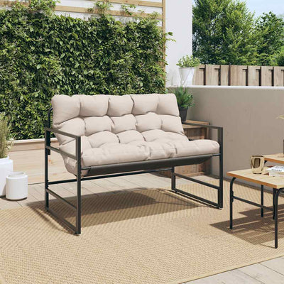 Garden Bench with Cushion Taupe 113 cm Steel