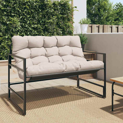 Garden Bench with Cushion Taupe 113 cm Steel