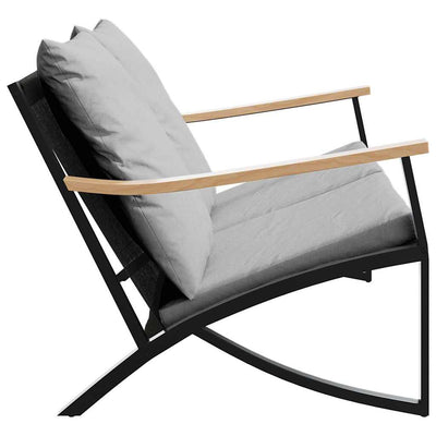 Garden Bench with Cushions 120 cm Black Steel