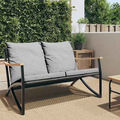 Garden Bench with Cushions 120 cm Black Steel