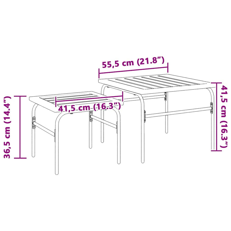 Garden Nest of Coffee Tables 2 pcs Brown and Black Steel