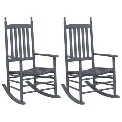 Rocking Chairs with Curved Seats 2 pcs Grey Solid Wood Poplar