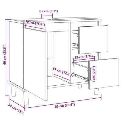 Bathroom Cabinet Sonoma Oak 65x33x60 cm Engineered Wood