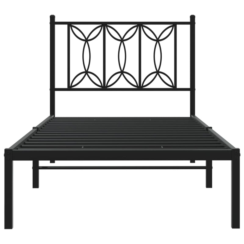 Metal Bed Frame without Mattress with Headboard Black 90x190 cm