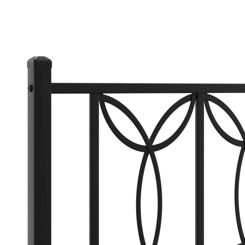 Metal Bed Frame without Mattress with Headboard Black 90x190 cm