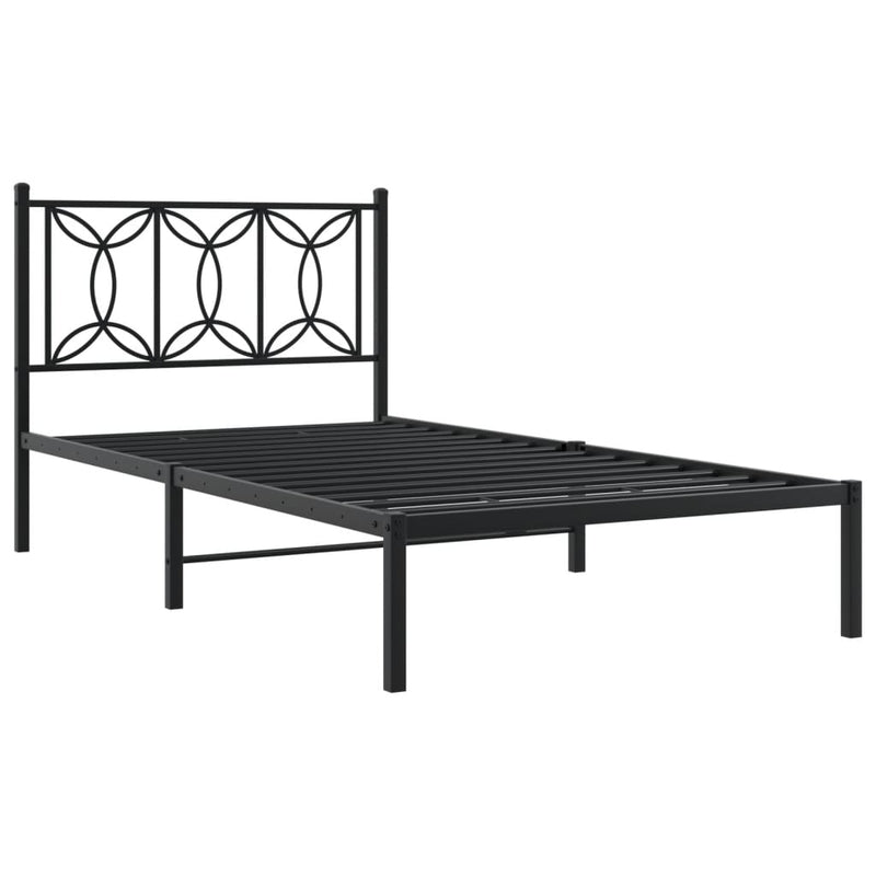 Metal Bed Frame without Mattress with Headboard Black 107x203 cm King Single