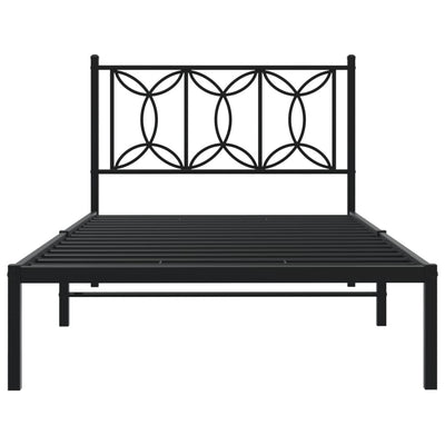 Metal Bed Frame without Mattress with Headboard Black 107x203 cm King Single