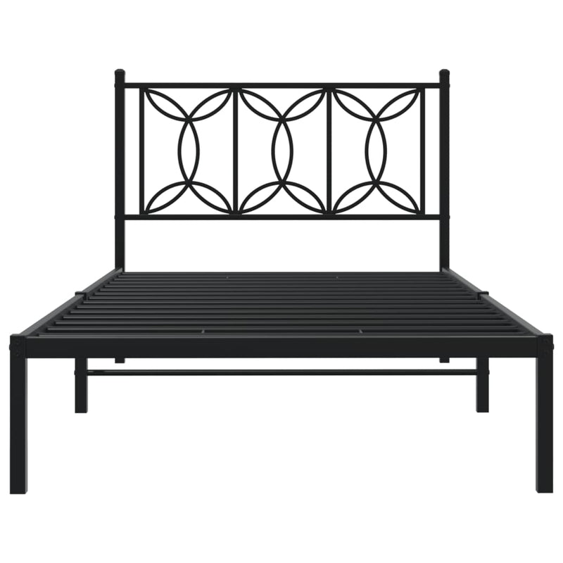 Metal Bed Frame without Mattress with Headboard Black 107x203 cm King Single